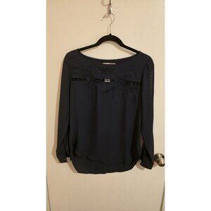 LOFT Blouse Womens XS Blue Semi Sheer Long Sleeve Button Down NWT Msrp $69